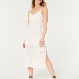 Hollister CROCHET-STYLE MIDI DRESS- Size S, White
